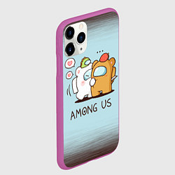 Чехол iPhone 11 Pro матовый AMONG US - LOVE, цвет: 3D-фиолетовый — фото 2