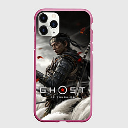 Чехол iPhone 11 Pro матовый Ghost of Tsushima, цвет: 3D-малиновый