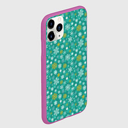 Чехол iPhone 11 Pro матовый Снежинки, цвет: 3D-фиолетовый — фото 2