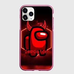 Чехол iPhone 11 Pro матовый AMONG US IMPOSTOR, цвет: 3D-малиновый