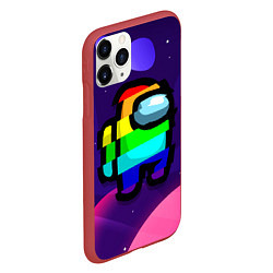 Чехол iPhone 11 Pro матовый AMONG US - RAINBOW SPACE, цвет: 3D-красный — фото 2