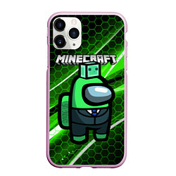 Чехол iPhone 11 Pro матовый Among Us х Minecraft Z, цвет: 3D-розовый