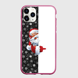 Чехол iPhone 11 Pro матовый Дедушка Мороз, цвет: 3D-малиновый