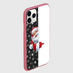 Чехол iPhone 11 Pro матовый Дедушка Мороз, цвет: 3D-малиновый — фото 2