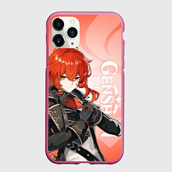 Чехол iPhone 11 Pro матовый GENSHIN IMPACT, ДИЛЮК, цвет: 3D-малиновый