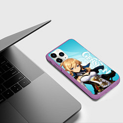 Чехол iPhone 11 Pro матовый GENSHIN IMPACT, ДЖИНН, цвет: 3D-фиолетовый — фото 2