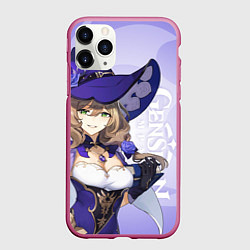 Чехол iPhone 11 Pro матовый GENSHIN IMPACT, ЛИЗА, цвет: 3D-малиновый