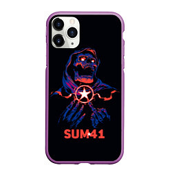 Чехол iPhone 11 Pro матовый Sum 41 череп, цвет: 3D-фиолетовый