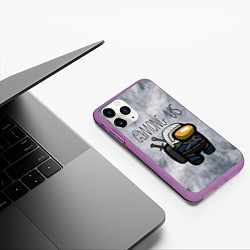 Чехол iPhone 11 Pro матовый Among Us x The Witcher Z, цвет: 3D-фиолетовый — фото 2