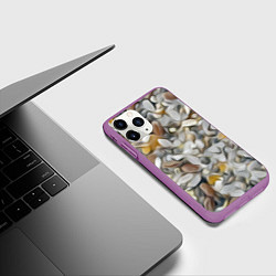 Чехол iPhone 11 Pro матовый Желто-серый каменный узор, цвет: 3D-фиолетовый — фото 2