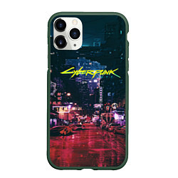 Чехол iPhone 11 Pro матовый Cyberpunk 2077, цвет: 3D-темно-зеленый