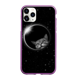 Чехол iPhone 11 Pro матовый Кот в Космосе, цвет: 3D-фиолетовый