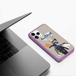 Чехол iPhone 11 Pro матовый Genshin impactАльбедо, цвет: 3D-фиолетовый — фото 2