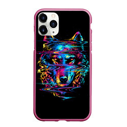Чехол iPhone 11 Pro матовый Волк, цвет: 3D-малиновый
