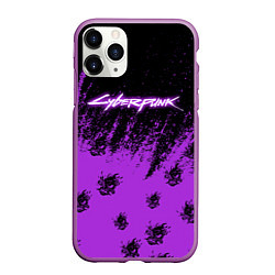 Чехол iPhone 11 Pro матовый Cyberpunk neon, цвет: 3D-фиолетовый