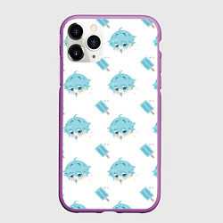 Чехол iPhone 11 Pro матовый Genshin Impact, цвет: 3D-фиолетовый