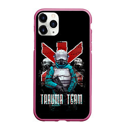 Чехол iPhone 11 Pro матовый CYBERPUNK TRAUMA TEAM, цвет: 3D-малиновый