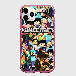 Чехол iPhone 11 Pro матовый MINECRAFT, цвет: 3D-малиновый