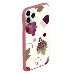 Чехол iPhone 11 Pro матовый Виноград и винишко, цвет: 3D-малиновый — фото 2
