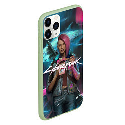 Чехол iPhone 11 Pro матовый CYBERPUNK 2077 спина Z, цвет: 3D-салатовый — фото 2