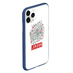 Чехол iPhone 11 Pro матовый Лондон, цвет: 3D-тёмно-синий — фото 2