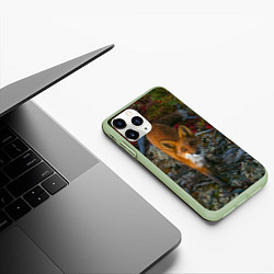 Чехол iPhone 11 Pro матовый Лиса, цвет: 3D-салатовый — фото 2