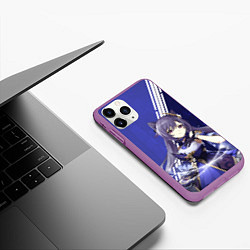 Чехол iPhone 11 Pro матовый Genshin Impact, цвет: 3D-фиолетовый — фото 2