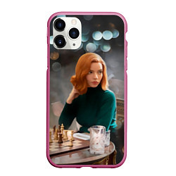 Чехол iPhone 11 Pro матовый Queens Gambit Ход Королевы, цвет: 3D-малиновый