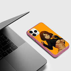 Чехол iPhone 11 Pro матовый Uraraka Ahegao Урарака, цвет: 3D-малиновый — фото 2