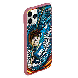 Чехол iPhone 11 Pro матовый Танджиро Камадо Клинок демонов, цвет: 3D-малиновый — фото 2