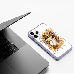 Чехол iPhone 11 Pro матовый Лисичка спит в листьях, цвет: 3D-светло-сиреневый — фото 2