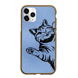Чехол iPhone 11 Pro матовый Улыбающийся кот, цвет: 3D-коричневый