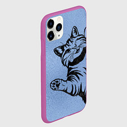 Чехол iPhone 11 Pro матовый Улыбающийся кот, цвет: 3D-фиолетовый — фото 2