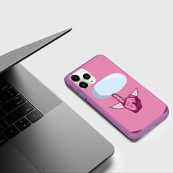 Чехол iPhone 11 Pro матовый AMONG US PINK IMPOSTOR, цвет: 3D-фиолетовый — фото 2