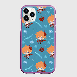 Чехол iPhone 11 Pro матовый Чиби Чайльд, цвет: 3D-фиолетовый