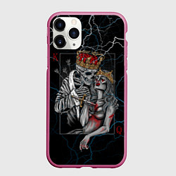 Чехол iPhone 11 Pro матовый The Skull King and Queen, цвет: 3D-малиновый