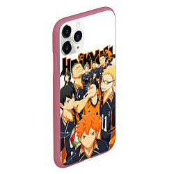 Чехол iPhone 11 Pro матовый ВОЛЕЙБОЛ!! HAIKYUU!!, цвет: 3D-малиновый — фото 2