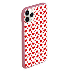 Чехол iPhone 11 Pro матовый Сердечки, цвет: 3D-малиновый — фото 2