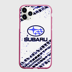 Чехол iPhone 11 Pro матовый SUBARU, цвет: 3D-малиновый