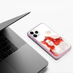 Чехол iPhone 11 Pro матовый Девушка-лиса, цвет: 3D-розовый — фото 2