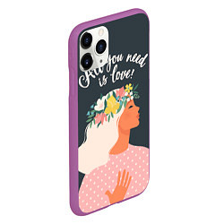 Чехол iPhone 11 Pro матовый All you need is love, цвет: 3D-фиолетовый — фото 2