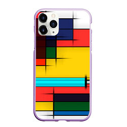 Чехол iPhone 11 Pro матовый Абстрактные фигуры цвета, цвет: 3D-сиреневый