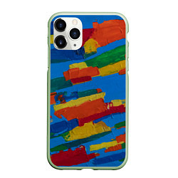 Чехол iPhone 11 Pro матовый Разноцветная абстракция, цвет: 3D-салатовый