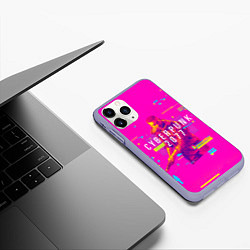 Чехол iPhone 11 Pro матовый Cyberpunk 2077, цвет: 3D-светло-сиреневый — фото 2