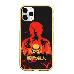Чехол iPhone 11 Pro матовый Attack on titan Атака титан, цвет: 3D-желтый
