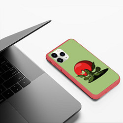 Чехол iPhone 11 Pro матовый Мистер Помидор, цвет: 3D-красный — фото 2