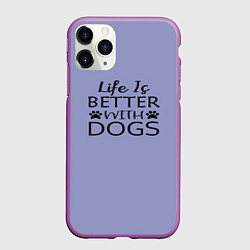 Чехол iPhone 11 Pro матовый Собака, цвет: 3D-фиолетовый