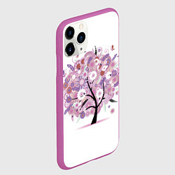Чехол iPhone 11 Pro матовый Цветочное Дерево, цвет: 3D-фиолетовый — фото 2