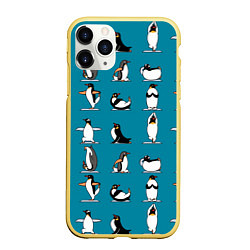 Чехол iPhone 11 Pro матовый Пингвина на заярдке, цвет: 3D-желтый