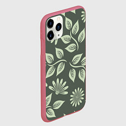 Чехол iPhone 11 Pro матовый Цветы, цвет: 3D-малиновый — фото 2